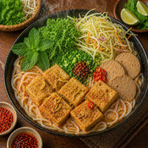 Bún Bò Chay Đậu Hủ Muối Sả
